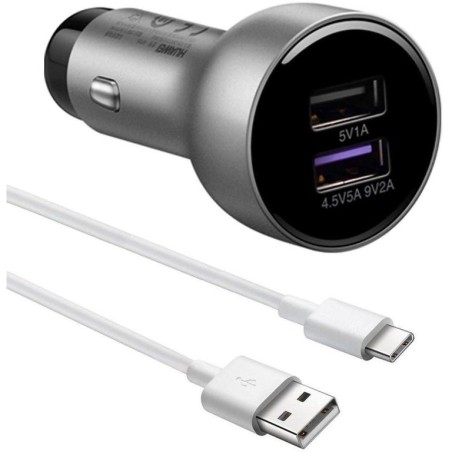 Chargeur de voiture Huawei Supercharge + câble de données USB-C - charge ultra rapide - Argent