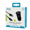 PACK CHARGEUR VOITURE 2 USB 12W 12-24V + CABLE USB VERS TYPE-C 1M NOIRS - JAYM