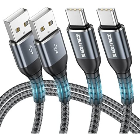Type C Câble USB de chargeur de transfert de données rapide Gris - Nylon